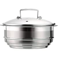 Le Creuset 3-Ply Accesorio de vapor multitamaño con tapa de vidrio- Para ollas de diametro 16- 18- 20 cm- Acero…